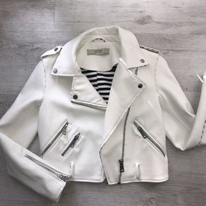 Zara faux leather white jacket - size medium